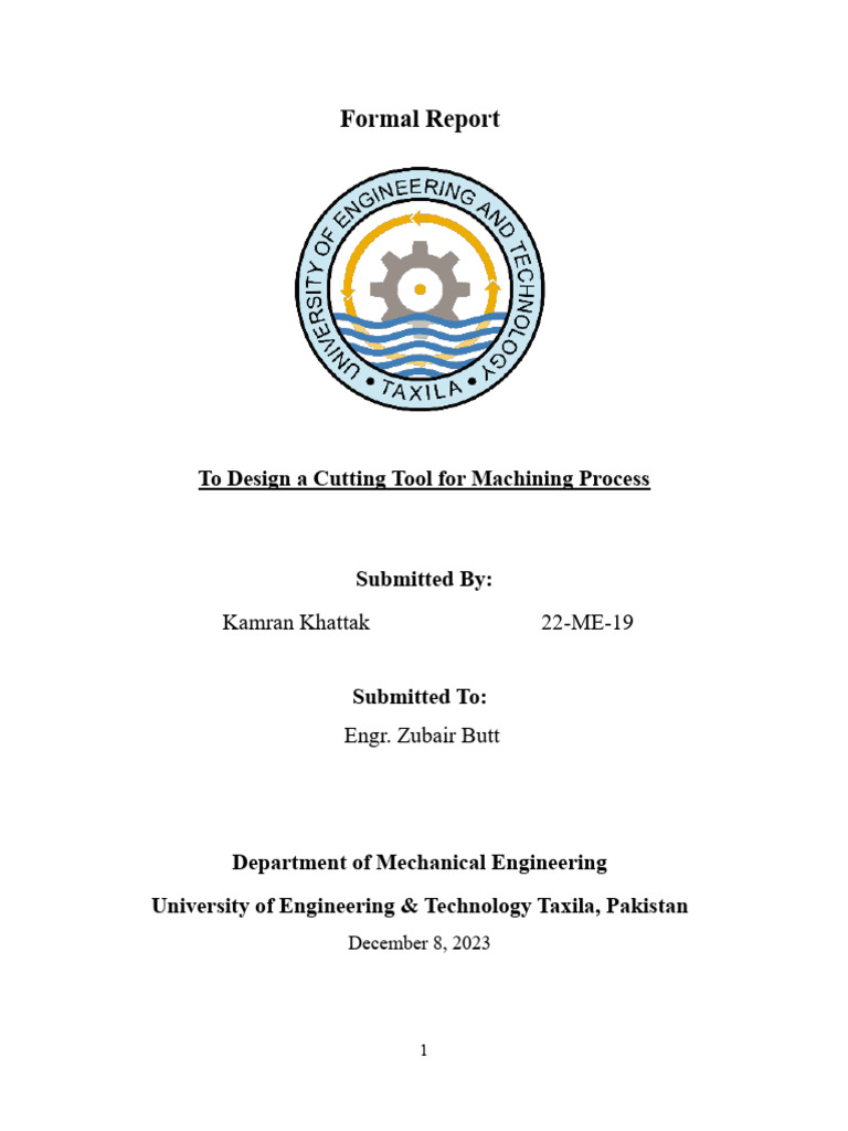 Formal Report: To Design A Cutting Tool For Machining Process | PDF ...