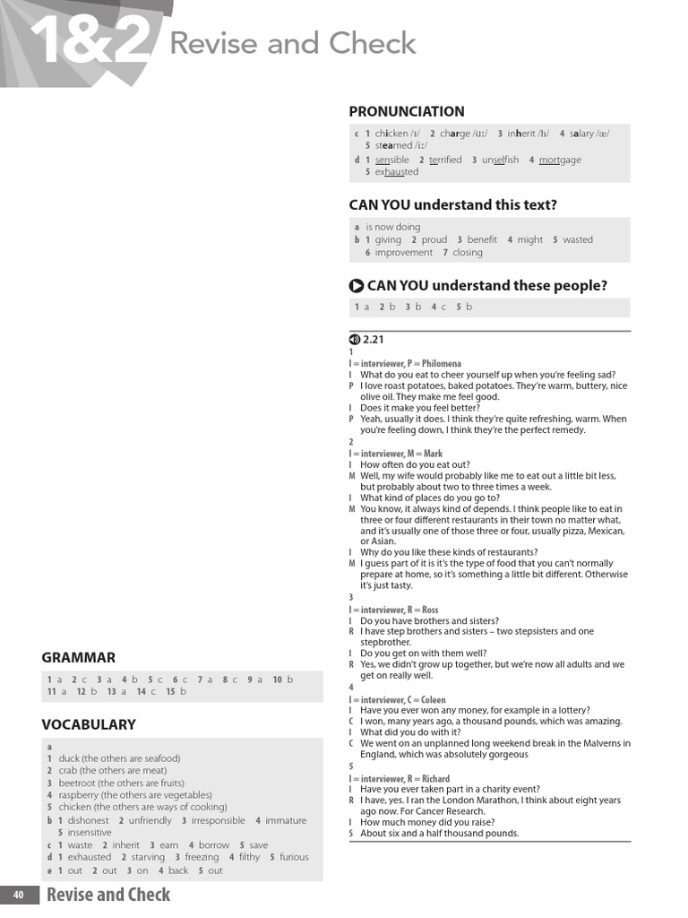 Revise&Check_Key | PDF | Western Cuisine | Food And Drink Preparation