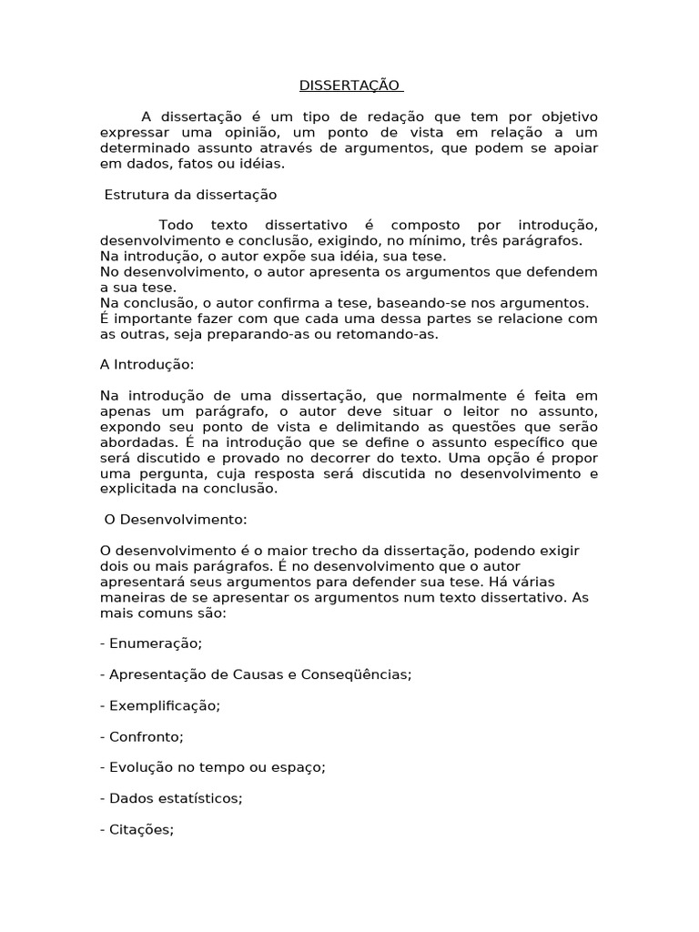 Estrutura e Tipos de Dissertação | PDF | Argumento