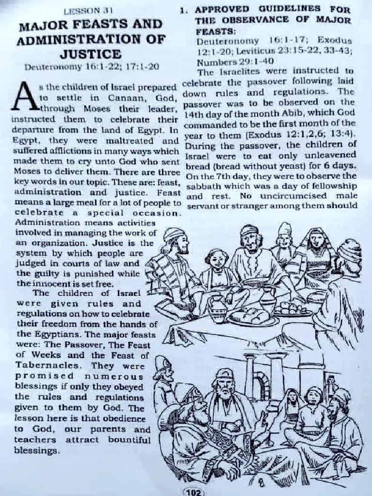 Children Sts Lesson 31_ Major Feast and Administration of Justice | PDF ...
