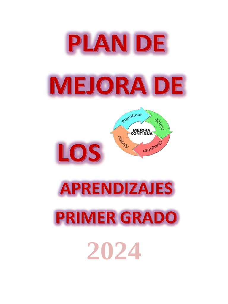 Plan de Mejora de Aprendizajes 2024 | PDF | Evaluación | Educación primaria