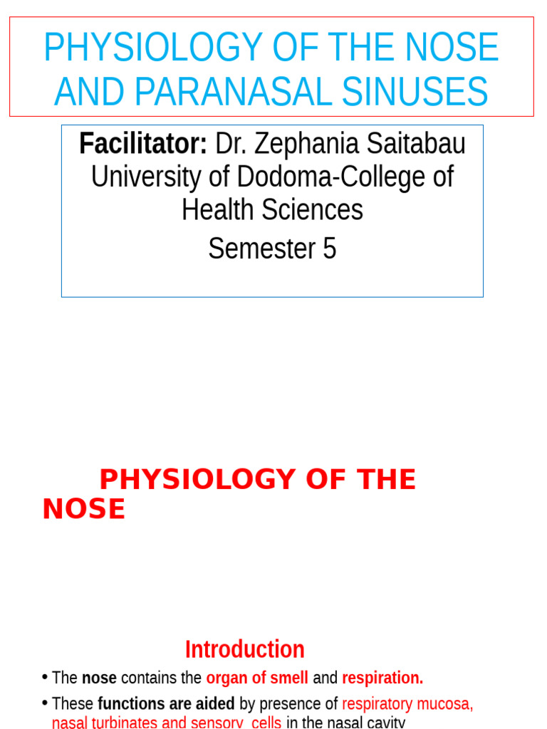 9.physiology of Nose and Paranasal Sinuses 09 | PDF | Human Nose | Mucus
