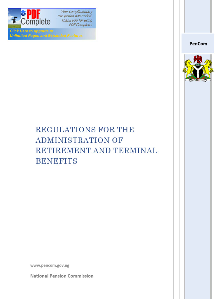 Retirement Benefits Administration Regulations | PDF | Retirement | Pension