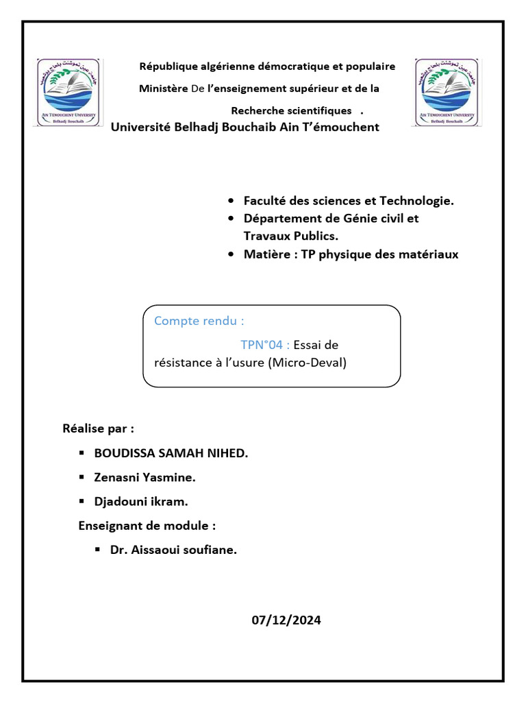 Essai Micro-Deval : Résistance à l'usure | PDF | Matériaux
