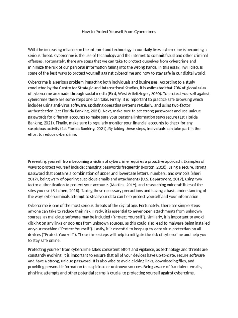 How To Protect Yourself From Cybercrimes Pdf Cybercrime Malware