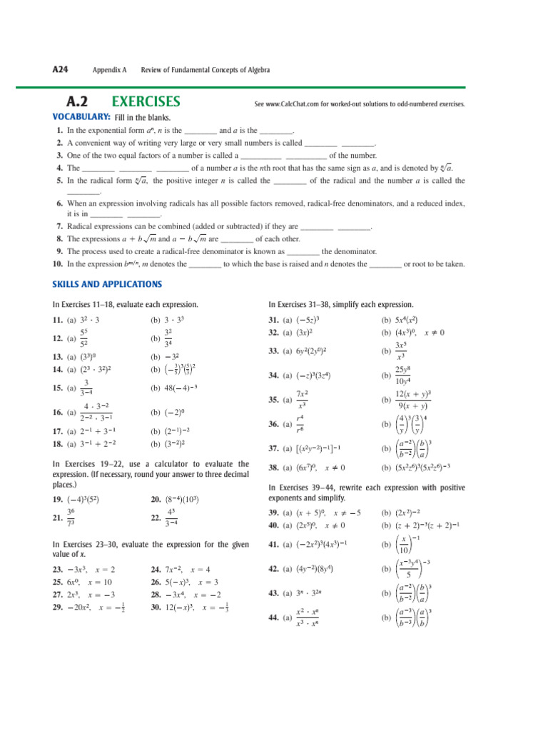 A2 Exponent and Radical Questions | PDF