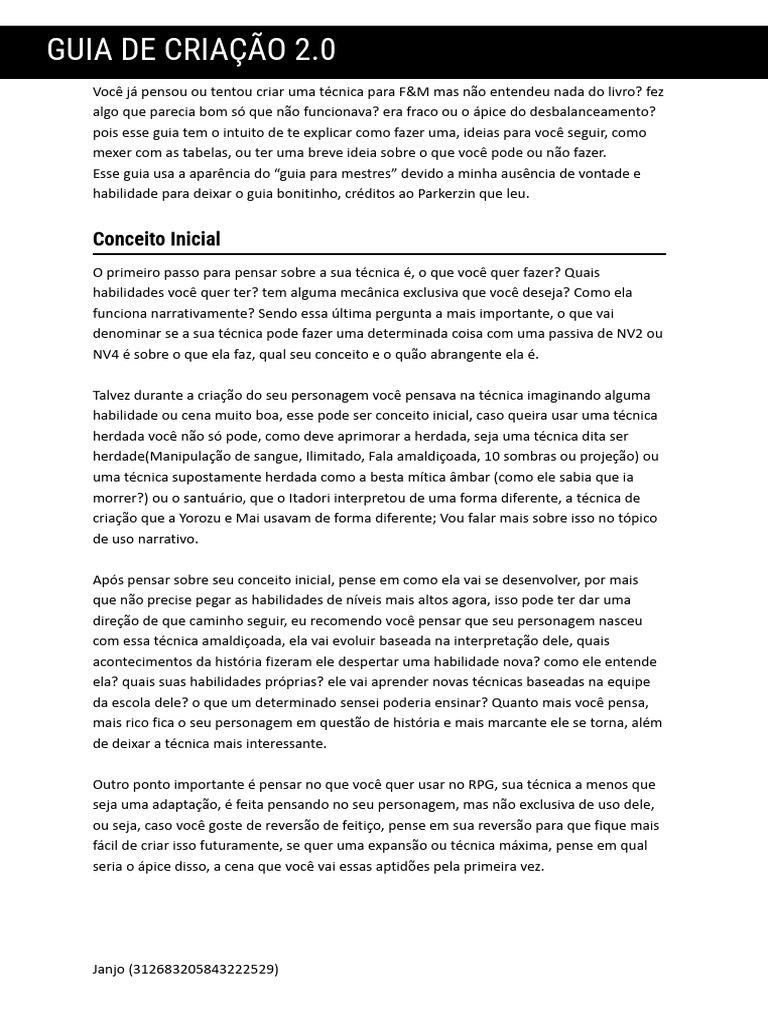 Guia Prático para Criar Técnicas de RPG | PDF | Jogos de RPG | Conhecimento