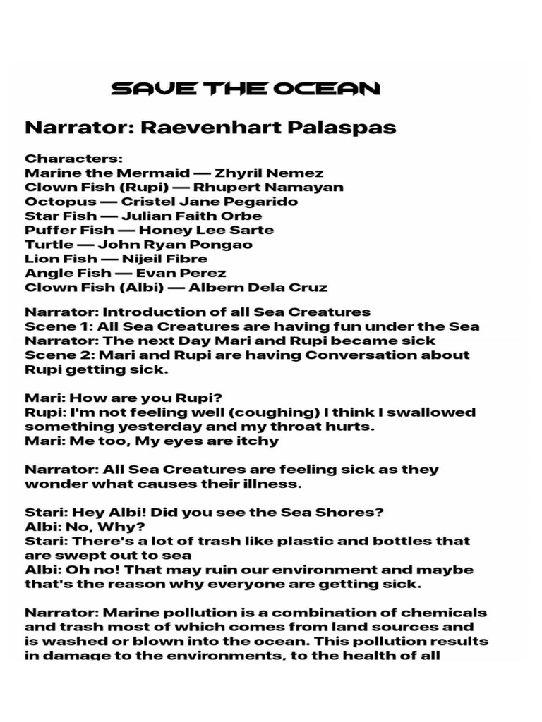 save the ocean script | PDF