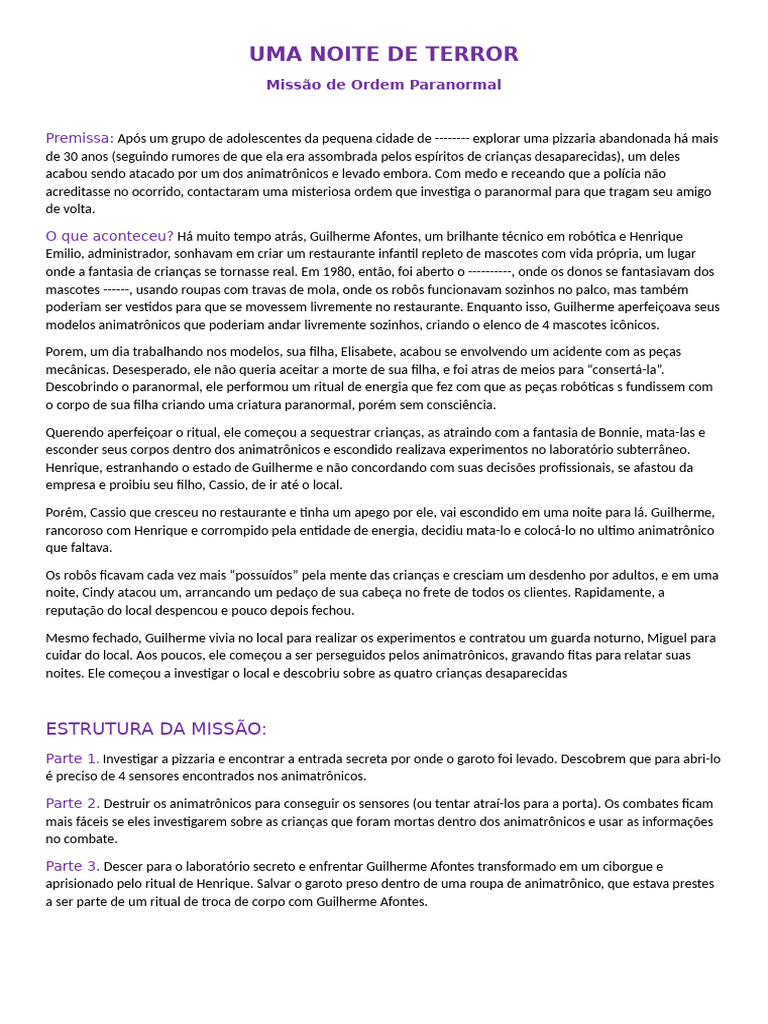 Uma Noite de Terror | PDF