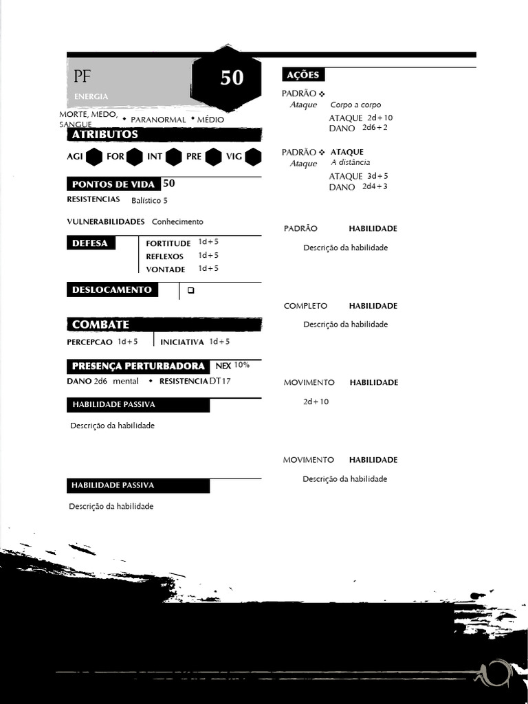 Ficha de Ameaca de Medo | PDF