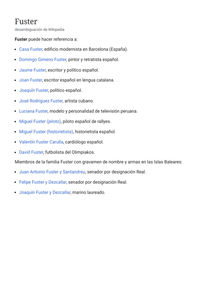 Fuster - Wikipedia, La Enciclopedia Libre | PDF