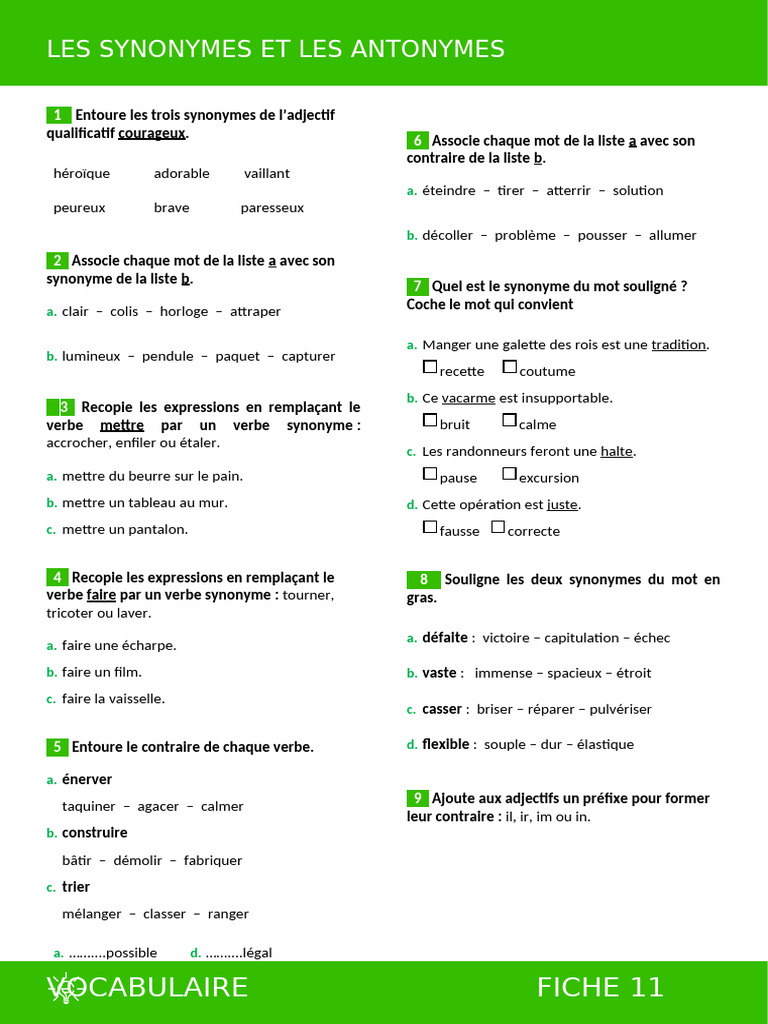 Synonymes et antonymes essentiels | PDF