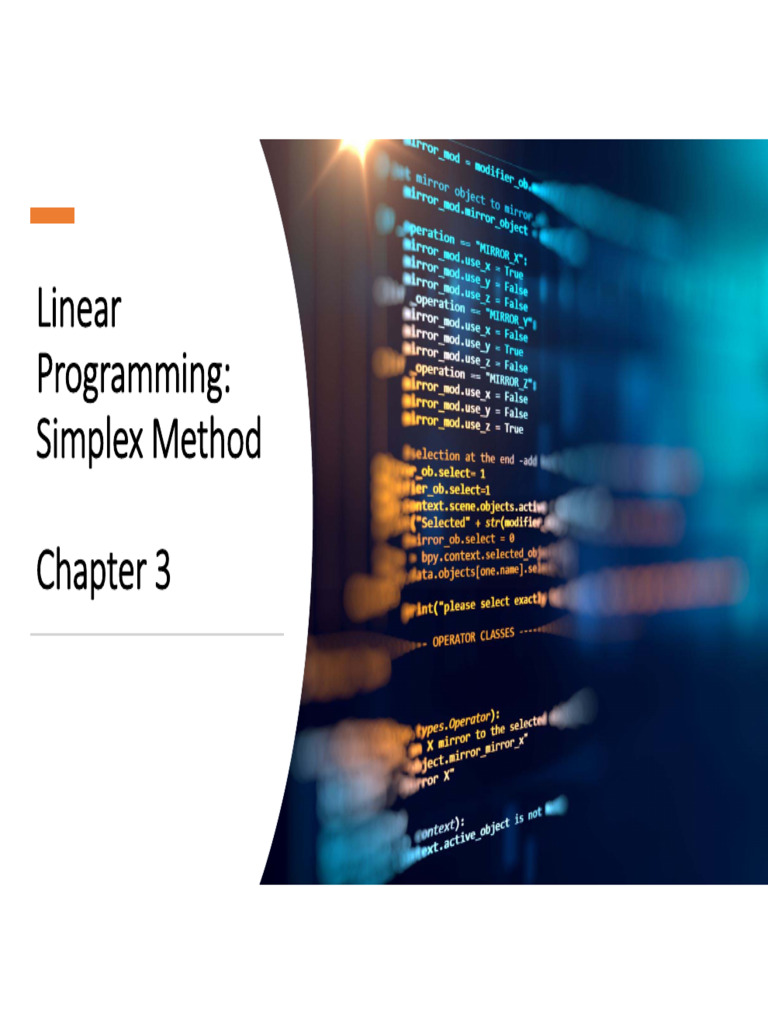 CH 3 Simplex Method Part1-1 | PDF | Mathematical Optimization | Linear ...