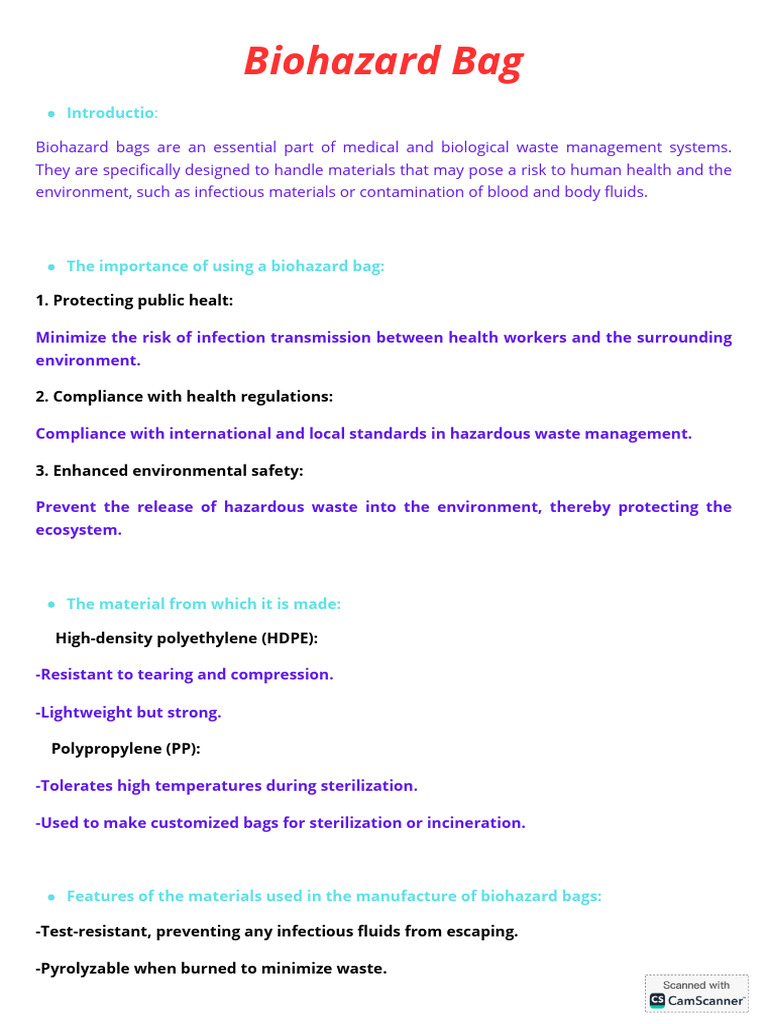 Biohazard Bag Usage and Standards | PDF | Waste | Safety
