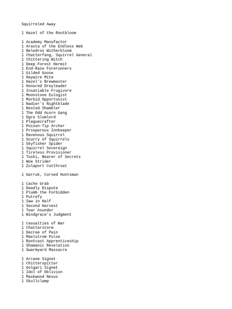 squirreled away mtg card list Magic: The Gathering Bloomburrow Commander Deck Introduces 10 Commander Cards This deck introduces 10 never Squirreled Away Upgrade Guide: 15