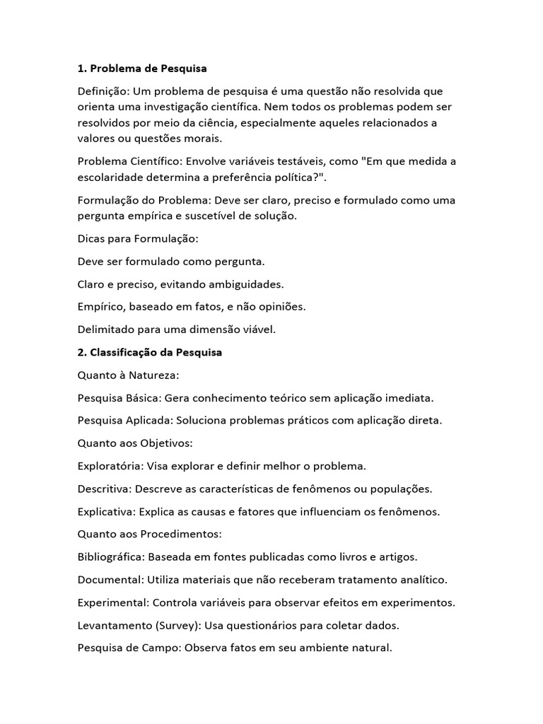 Guia Completo sobre Problemas de Pesquisa | PDF | Science | Método ...