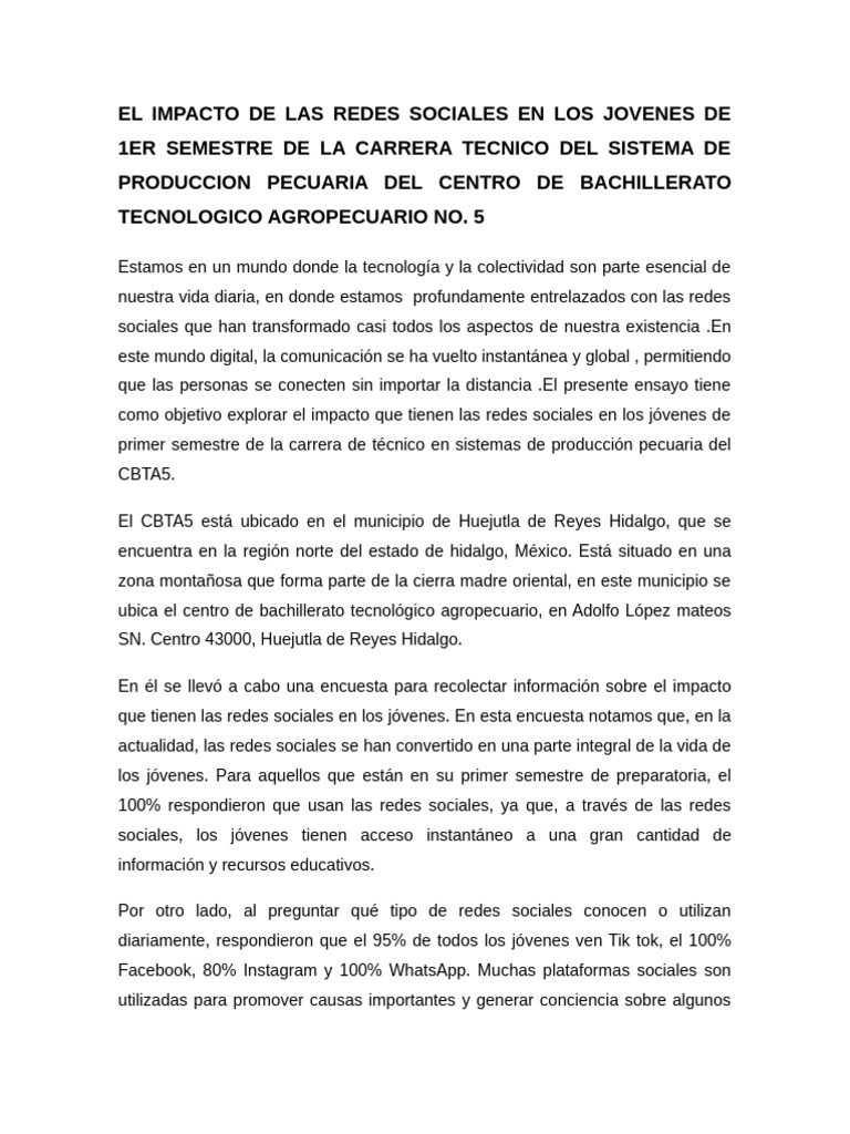 El Impacto Que Tienen Las Redes Sociales en Los Jovenes | PDF ...
