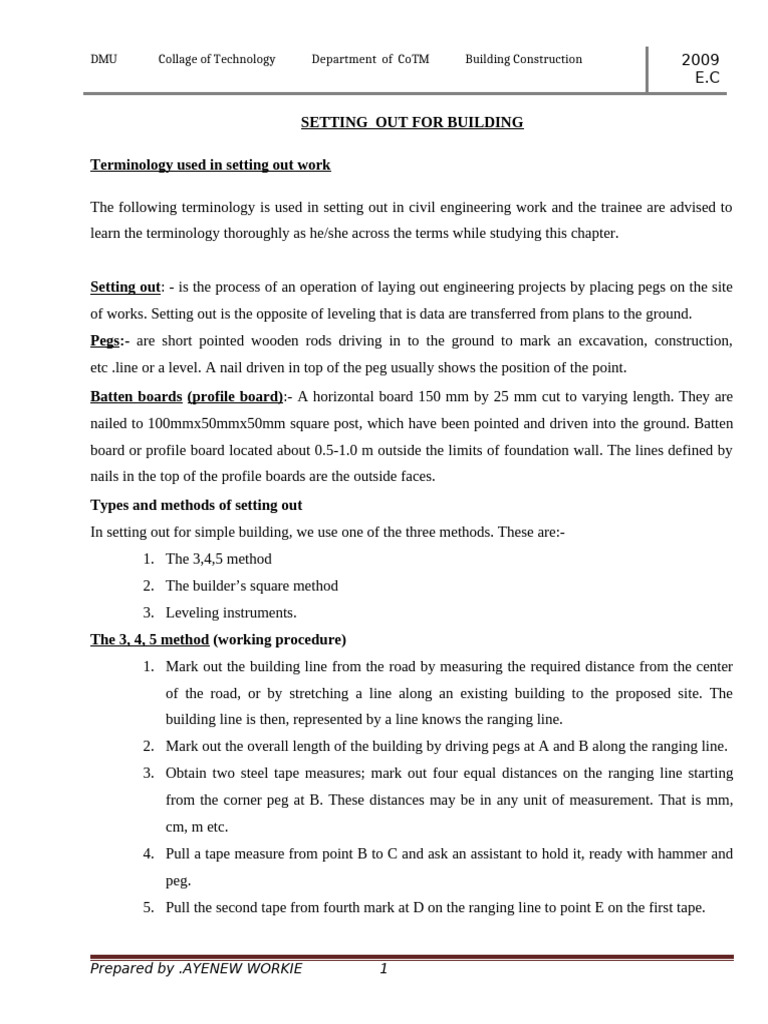 Building Setting Out Techniques Guide | PDF | Deep Foundation ...