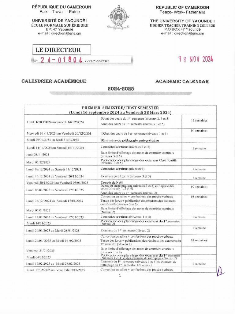 Calendrier académique 20242025 PDF