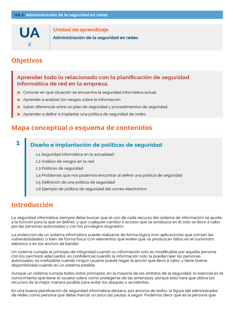 Unidad 2 Administración de La Seguridad en Redes | PDF | La seguridad ...