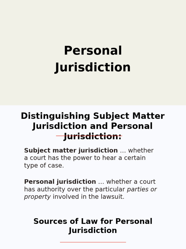 Personal Jurisdiction Intro F24 1 PDF Personal Jurisdiction
