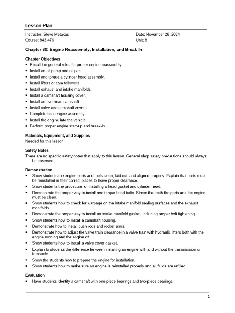 ch60_ch60_lessonplan | PDF | Internal Combustion Engine | Engineering
