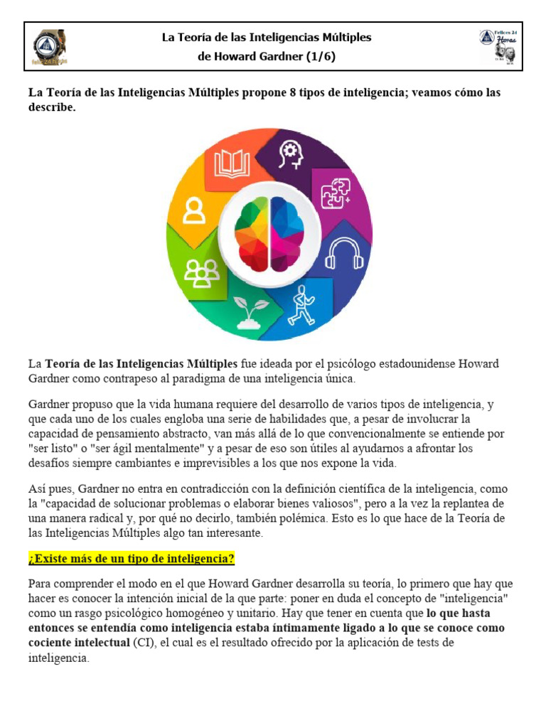 La Teoria de Las Inteligencias Multiples | PDF | Inteligencia ...