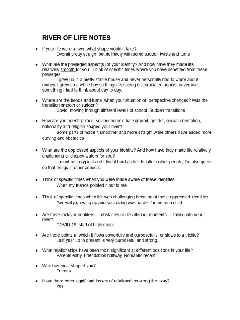 Navigating Identity: A Life River Reflection | PDF | Social Psychology ...