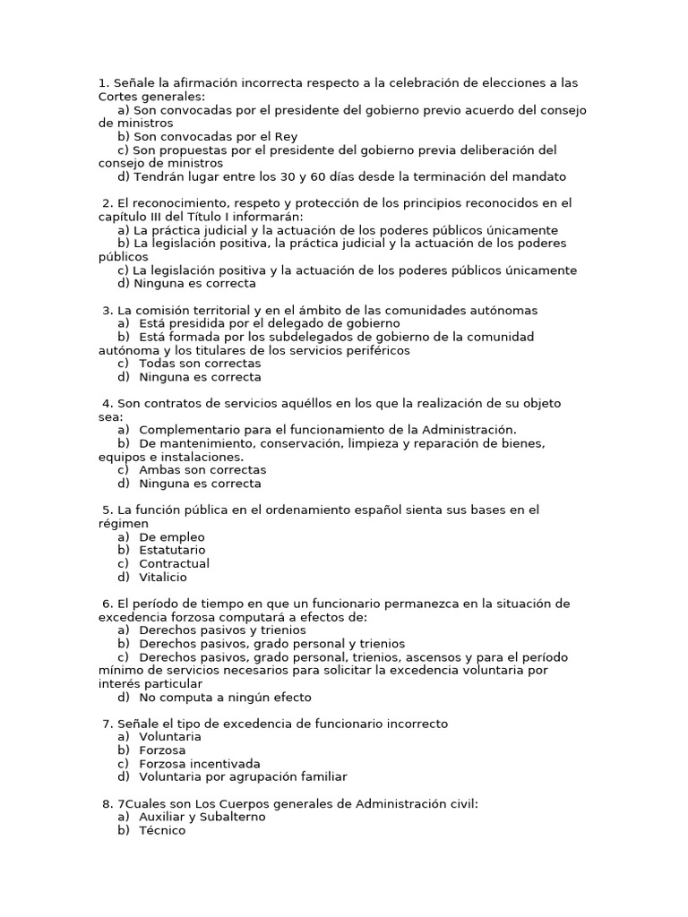 Test 26 | PDF | Cortes Generales | Gobierno
