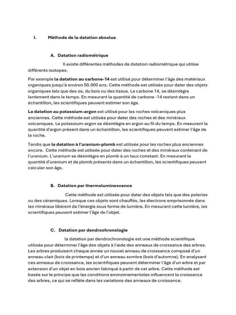 Méthodes de datation absolue expliquées | PDF | Datation par le carbone ...