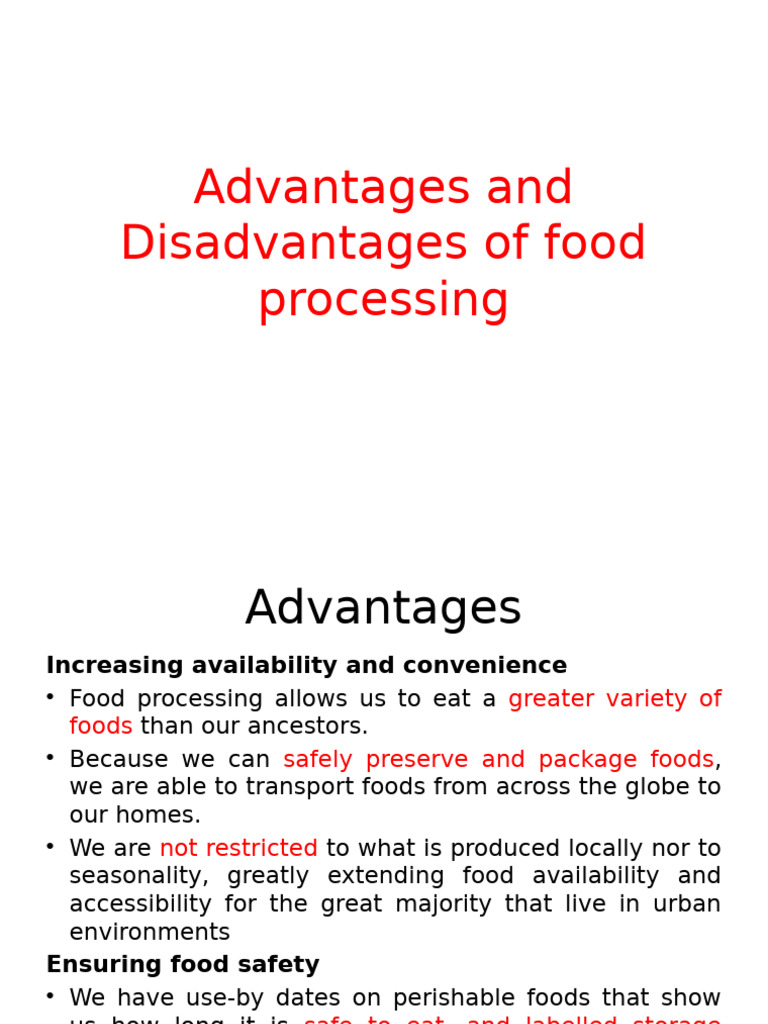 Food Processing: Pros and Cons | PDF | Food Industry | Nutrition