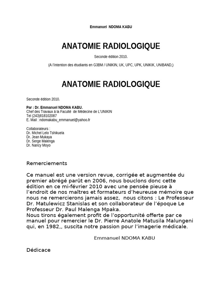 Anatomie Radiologique: Guide Étudiant | PDF | Imagerie par résonance ...