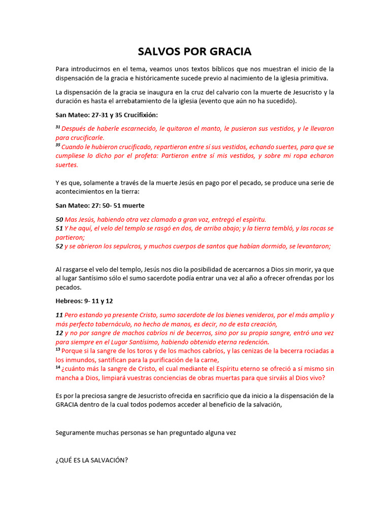 Dispensación de la Gracia y Salvación | PDF | Salvación | Jesús