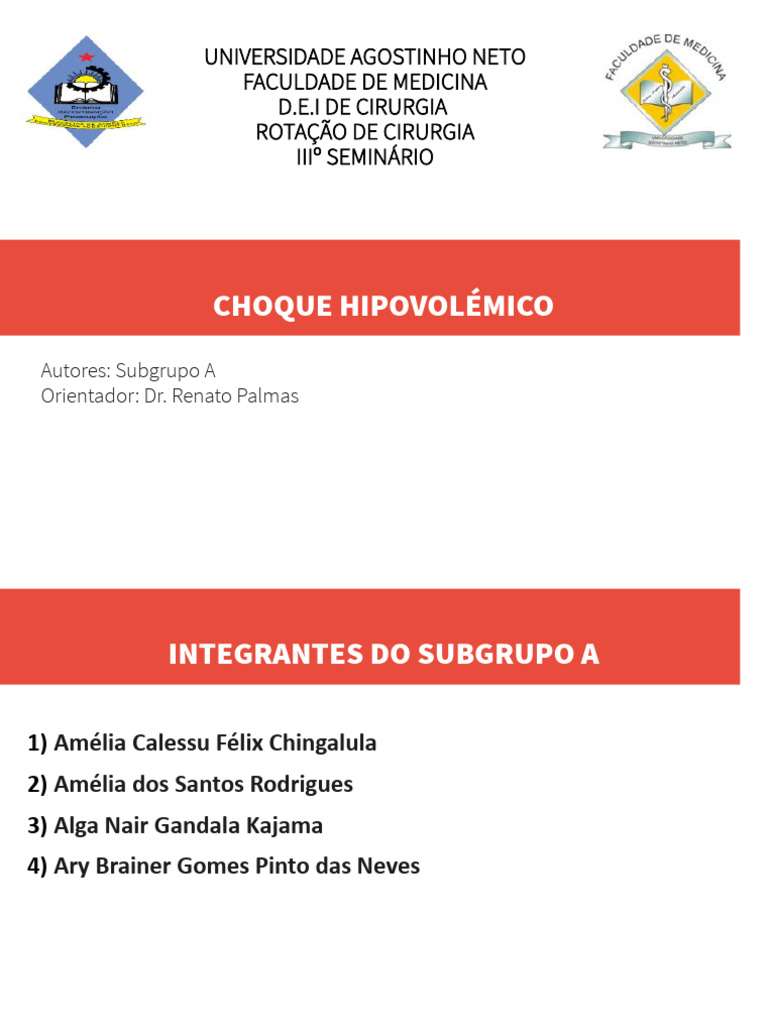 Choque Hipovolêmico: Causas e Tratamento | PDF | Choque (circulatório ...