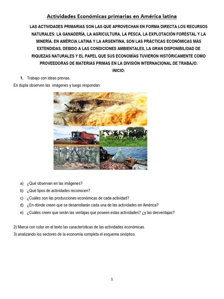 Actividades Económicas Primarias en América | PDF | Agricultura | Minería