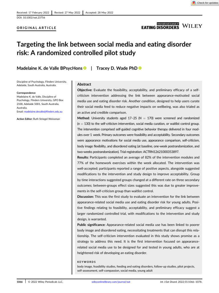 Link Between Social Media And Eating Disorders