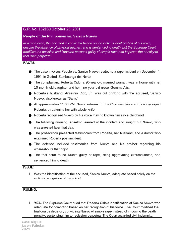 People vs sanico pdf rape legal procedure