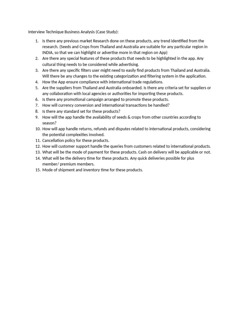 Case Study Interview Question | PDF