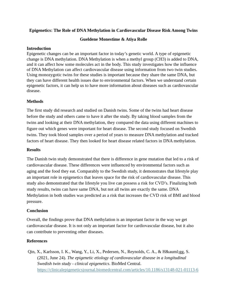 Genetics Abstract Draft | PDF | Cardiovascular Diseases | Epigenetics