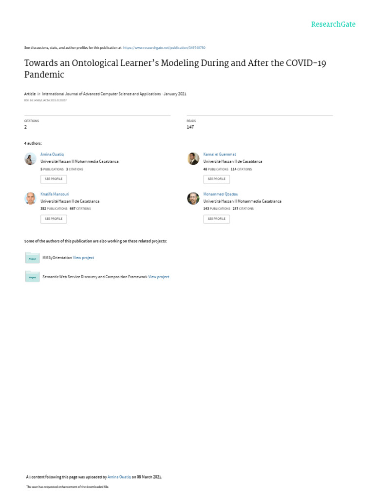 Ontological Learner Modeling Post-COVID | PDF | Learning | Major ...