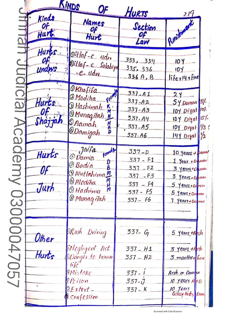 PPC Punishment Chart by JJA PDF