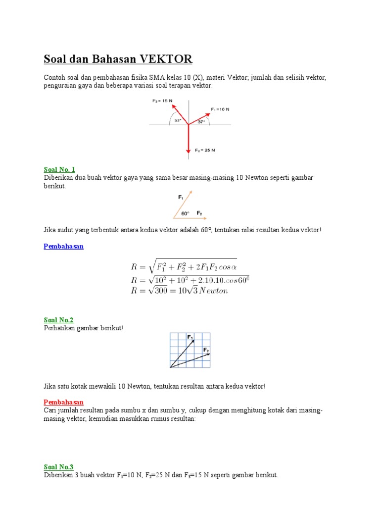 Download Soal Vektor Fisika Kelas 10 - Kompas Sekolah