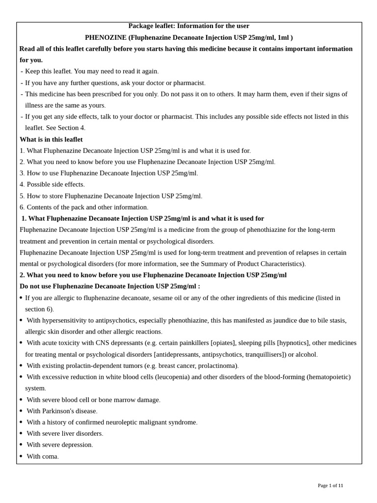 PT - IL Fluphenazine Deconate Injection USP 25 MG | PDF | Antipsychotic ...