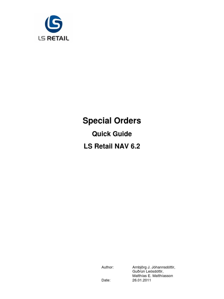 Special Order Quick Guide Nav 6.2 PDF Point Of Sale Delivery