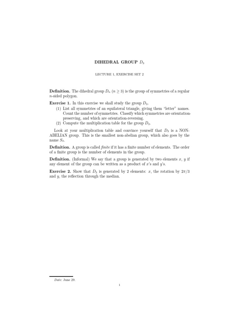 Exploring Dihedral Group D3 | PDF