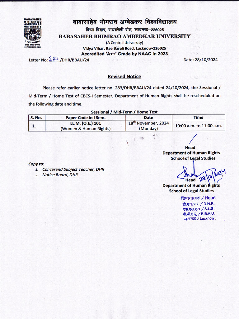 Revised HT Notice CBCS | PDF