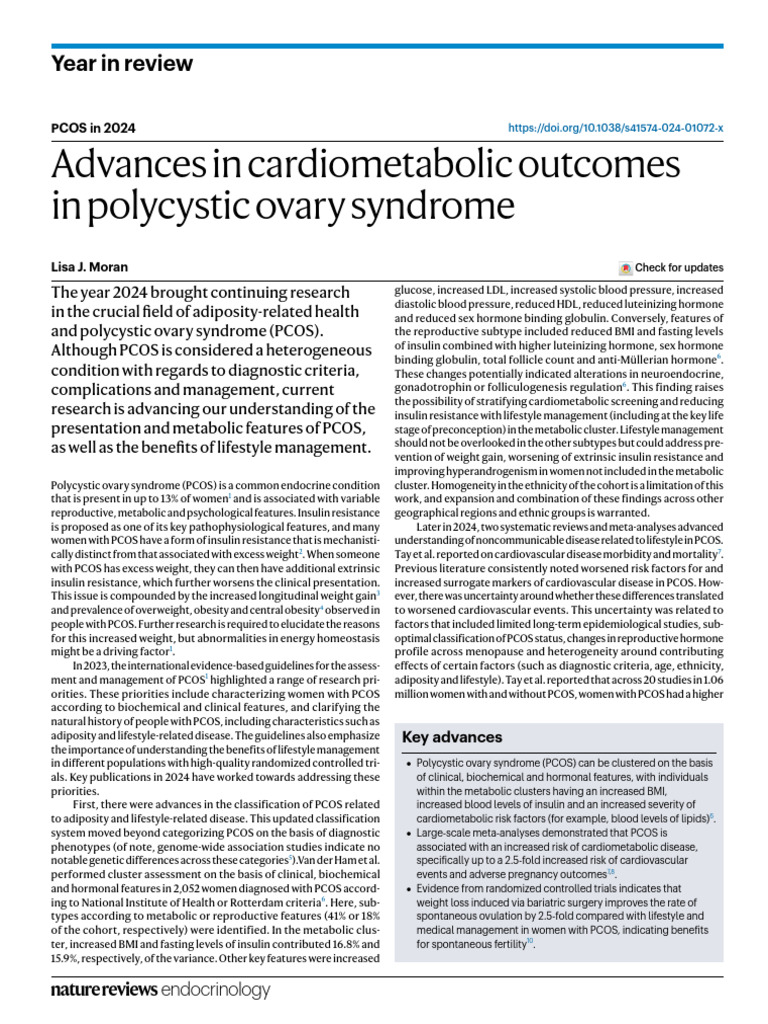 s41574-024-01072-x | PDF | Polycystic Ovary Syndrome | Obesity