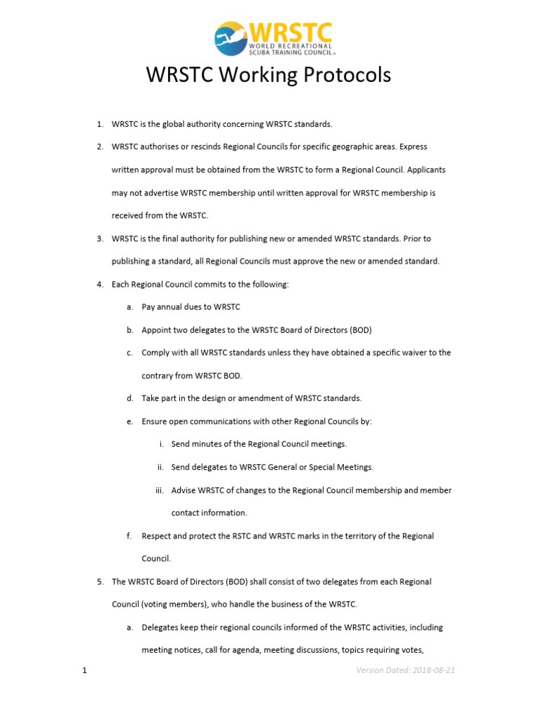 WRSTC Working Protocols Overview | PDF | Proxy Voting | Presidents Of ...