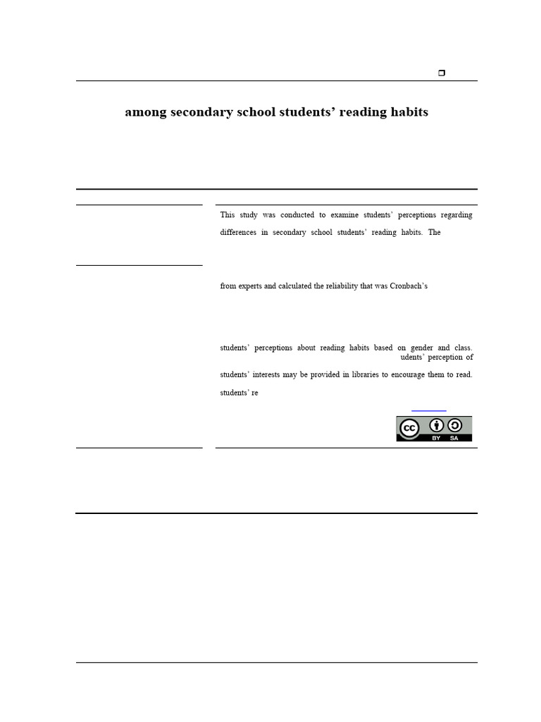 Gender and Grade Differences in Reading Habits | PDF | Statistics ...
