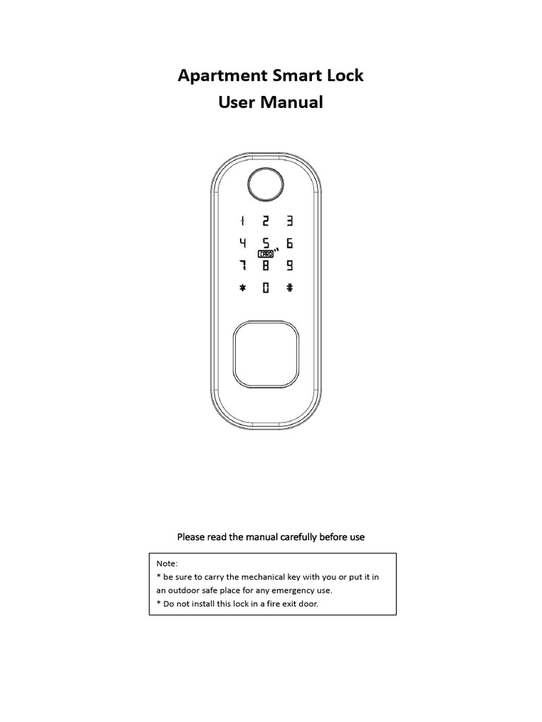 Smart Lock User Manual for Apartments | PDF | Smart Card | Mobile App